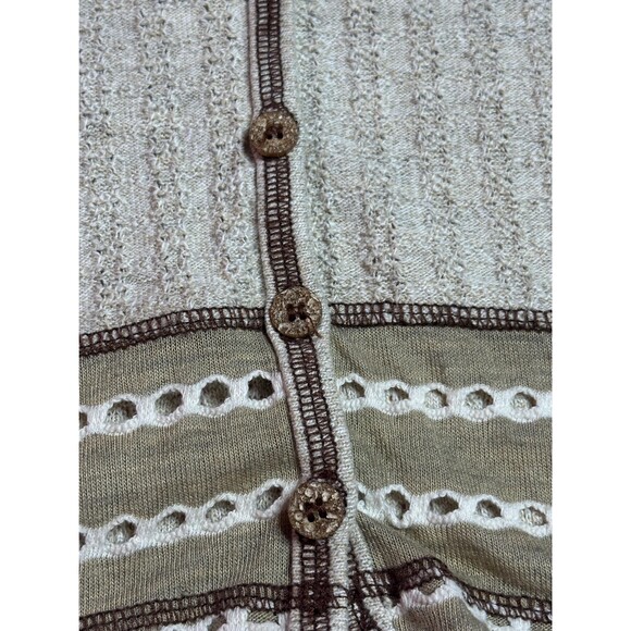 1990s CONTEMPO CASUALS. Brown Striped Multi Pattern CARDIGAN Sweater. Small - Picture 7 of 11